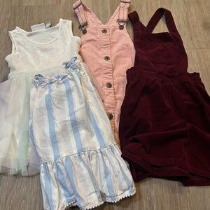 Toddler Girls Dress & Overall Bundle | Calvin Klein, OshKosh, Cat & Jack | 3T–5T